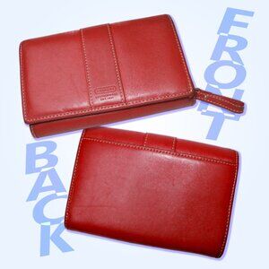 COACH Red Leather Wallet - 5 Card Slots & Zipper Coin Purse - Vintage